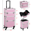 Professional Makeup Case, 3 in 1 Portable Trolley, Pink