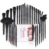 A set of 32 black makeup brushes; suitable for full makeup; blush; concealer; gloss and lip brush; girly beauty tool (without bag)