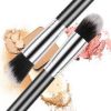 Mini Travel Makeup Brush Set-10pcs Soft Nylon Bristle Blush Loose Powder Eyeshadow Black Silver Makeup Brush Set