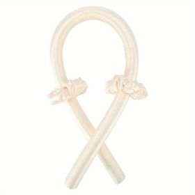 Soft Rubber Sleeping Curls Headband with Hair Clips and Scrunchie - No Heat Curls Ribbon for Lazy Hair Care (Color: Champagne (without Clip))